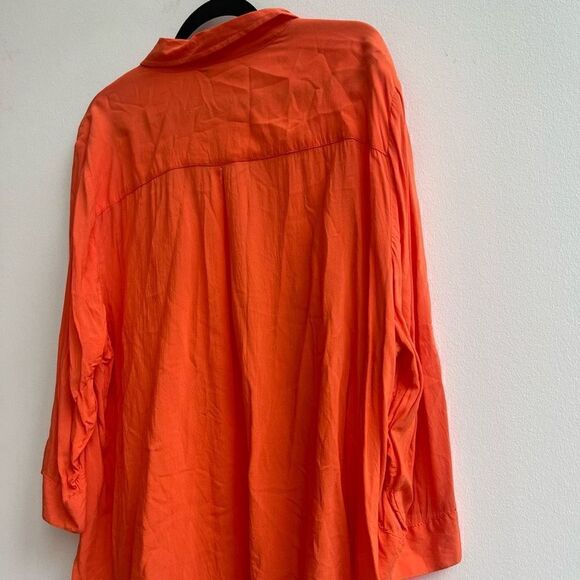 Torrid Womens Shirt Front Pockets Button Down Long Sleeve Orange Size 3 - Picture 5 of 6
